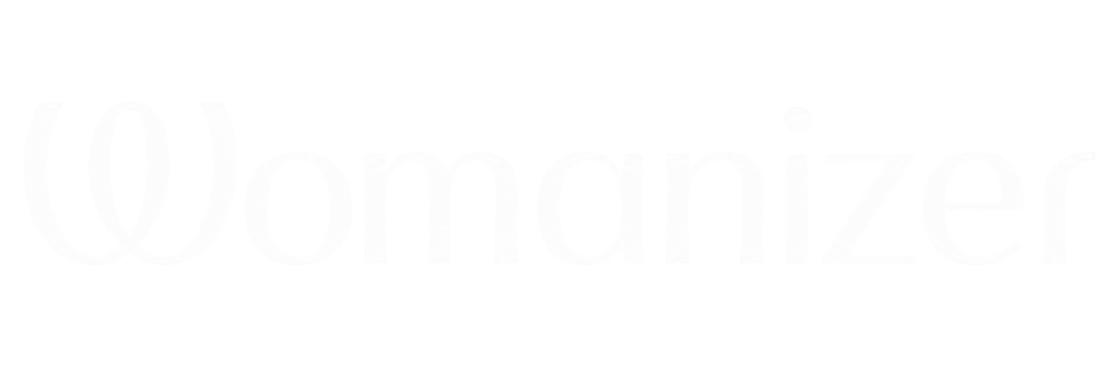 Logo blanc de la marque Womanizer sur fond transparent.