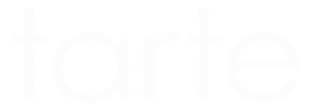Logo minimaliste blanc de la marque tarte.